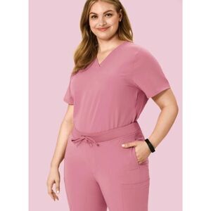 Mandala Scrubs 6 Pocket Top in Rosé Pink Size 2XL